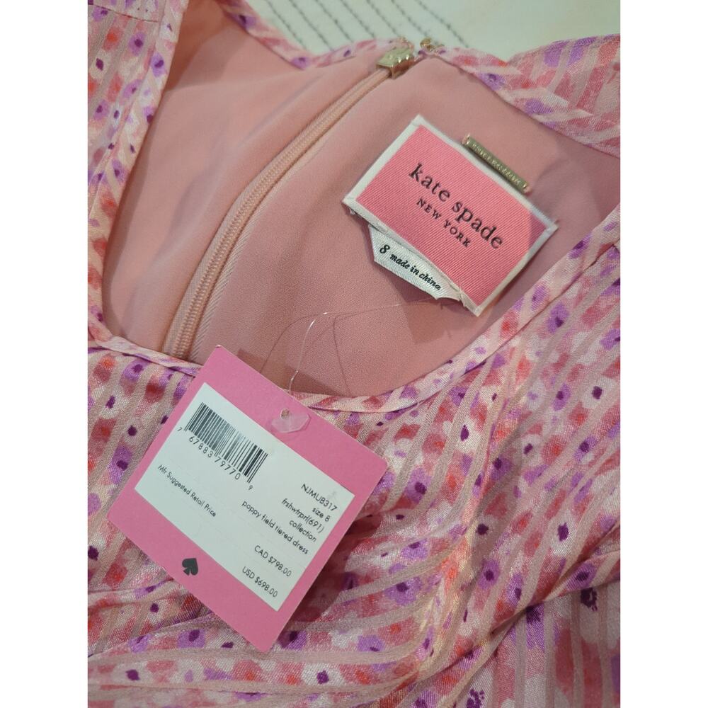 Kate Spade Poppy Field Pink Tiered Maxi Dress NWT - Picture 3 of 7